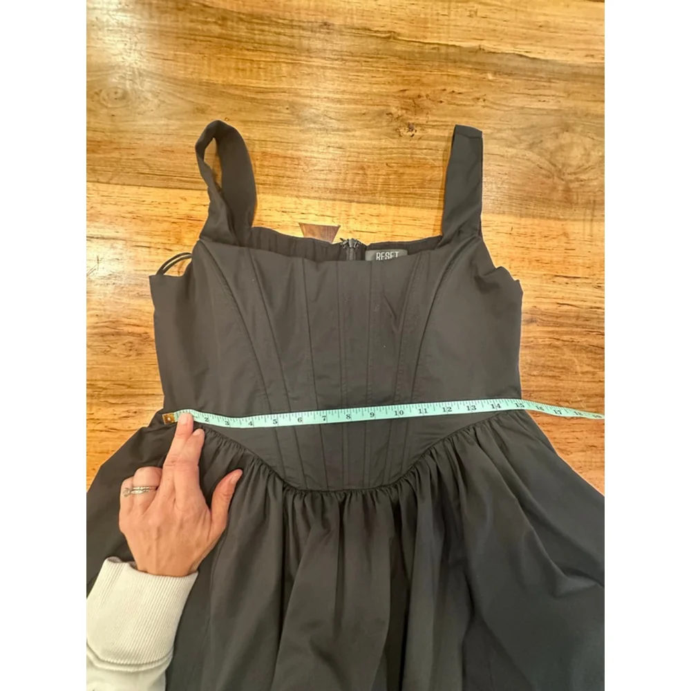 RESET Black Corset Mini Dress Size Large Goth Grunge Tulle - Picture 13 of 13